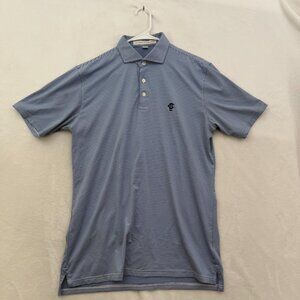 Holderness Bourne Polo Shirt Mens M Blue Stripe Golf Performance Canoe Brook